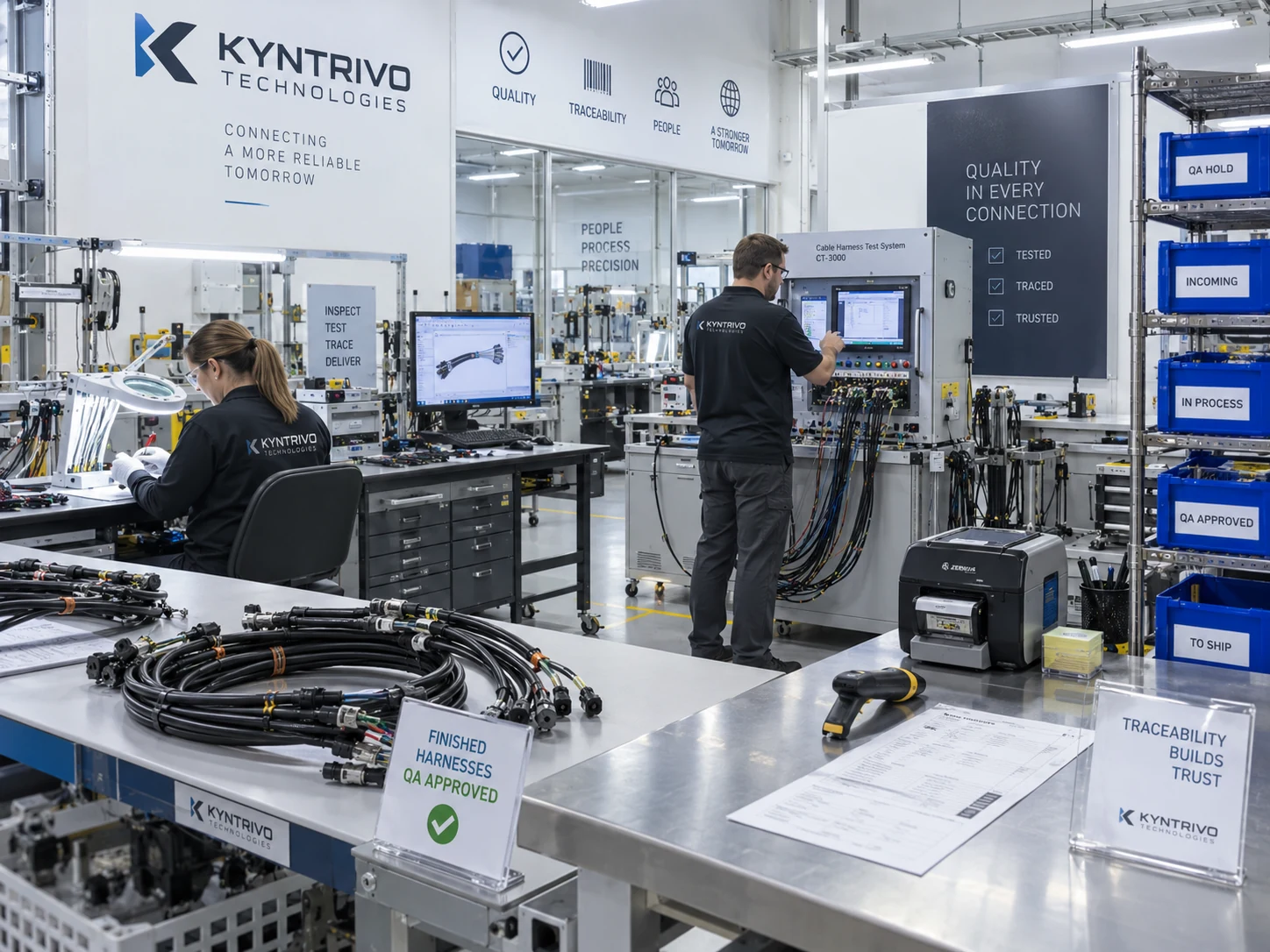 Kyntrivo quality area with testing benches and approved harnesses