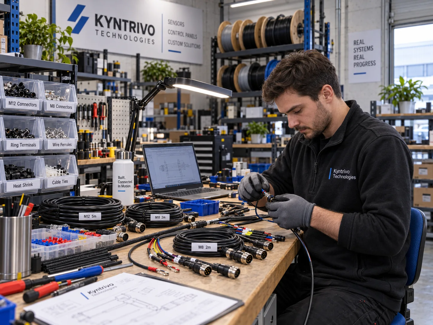Kyntrivo technician assembling an industrial cable harness
