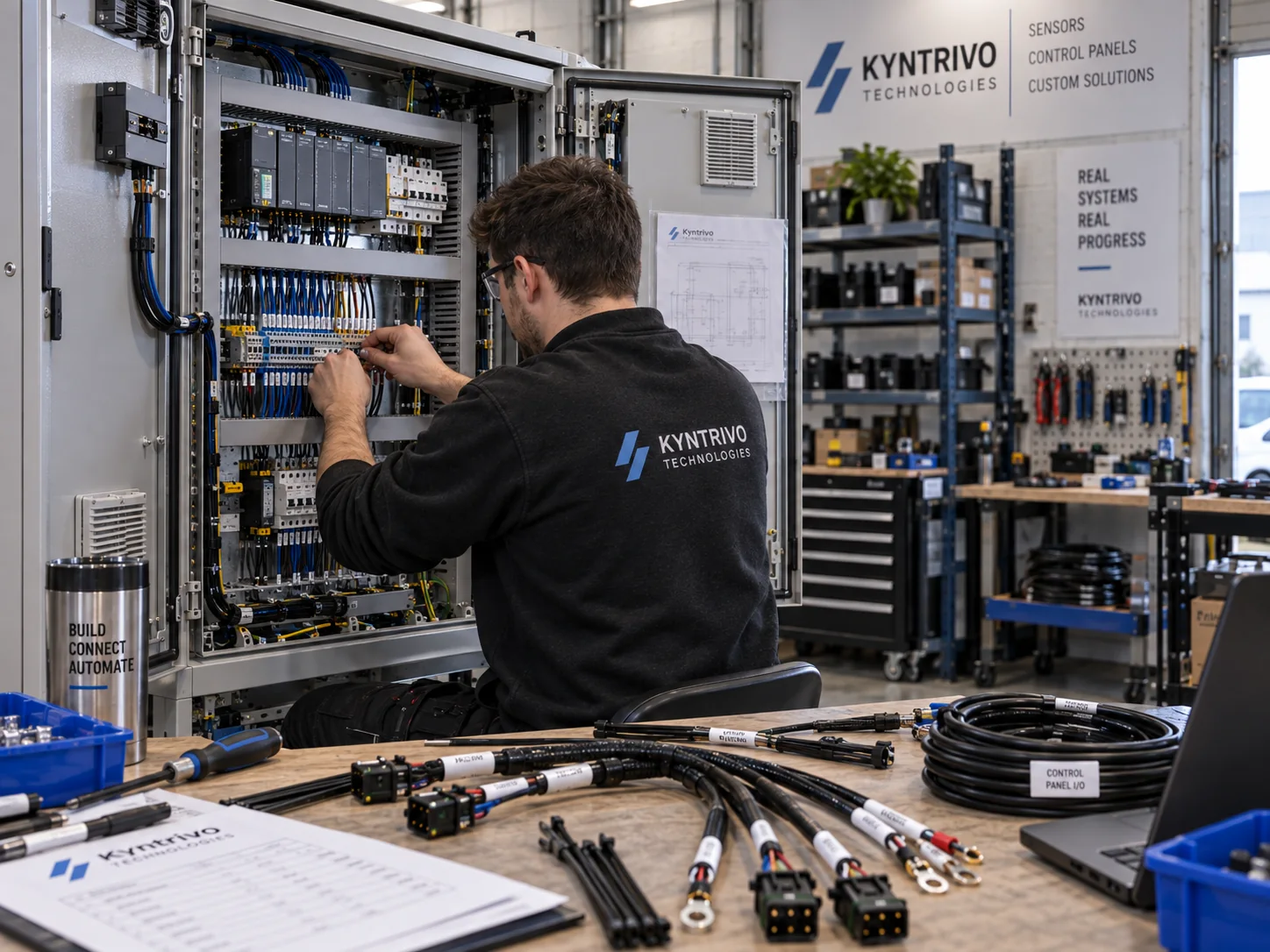 Prepared cable sets for panels and assembly